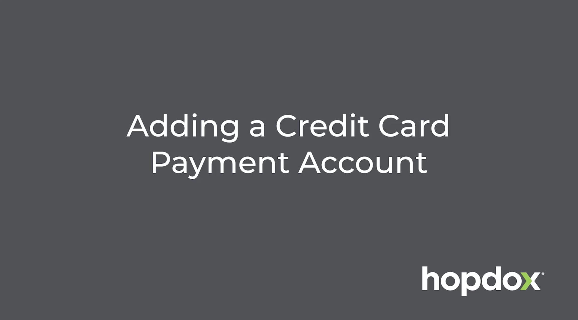Adding a Credit Card Payment Account
