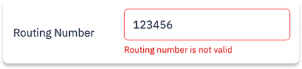 Routing Number Field